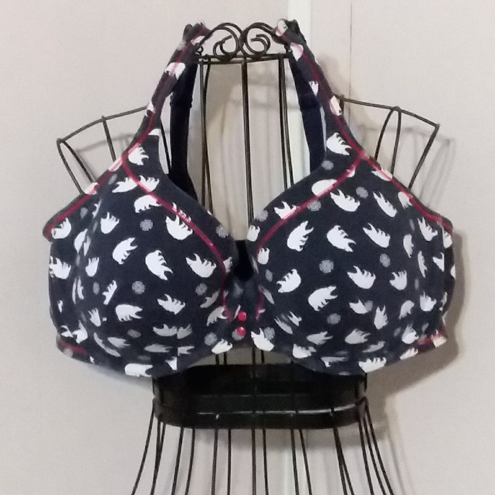 CACIQUE 42D Blue and White Mama Bear Underwire Bra